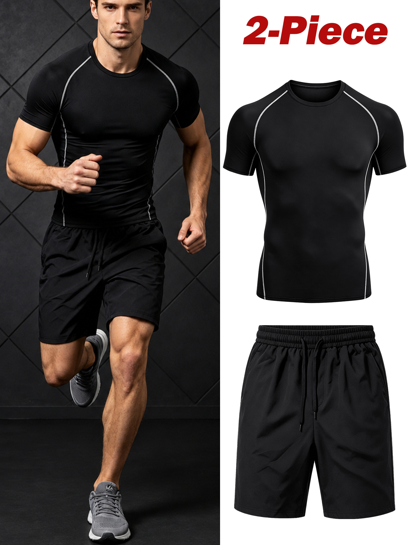 Compression Shorts Athletes - Мужской спортивный комплект из 2 предметов: