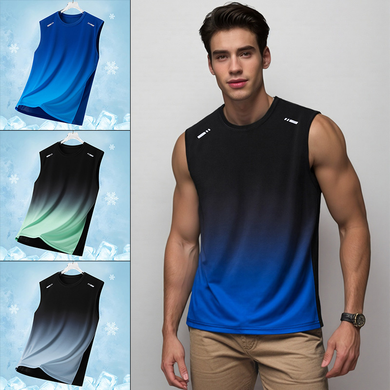 Sleeveless Undershirt - Мужская спортивная майка с градиентным принтом,