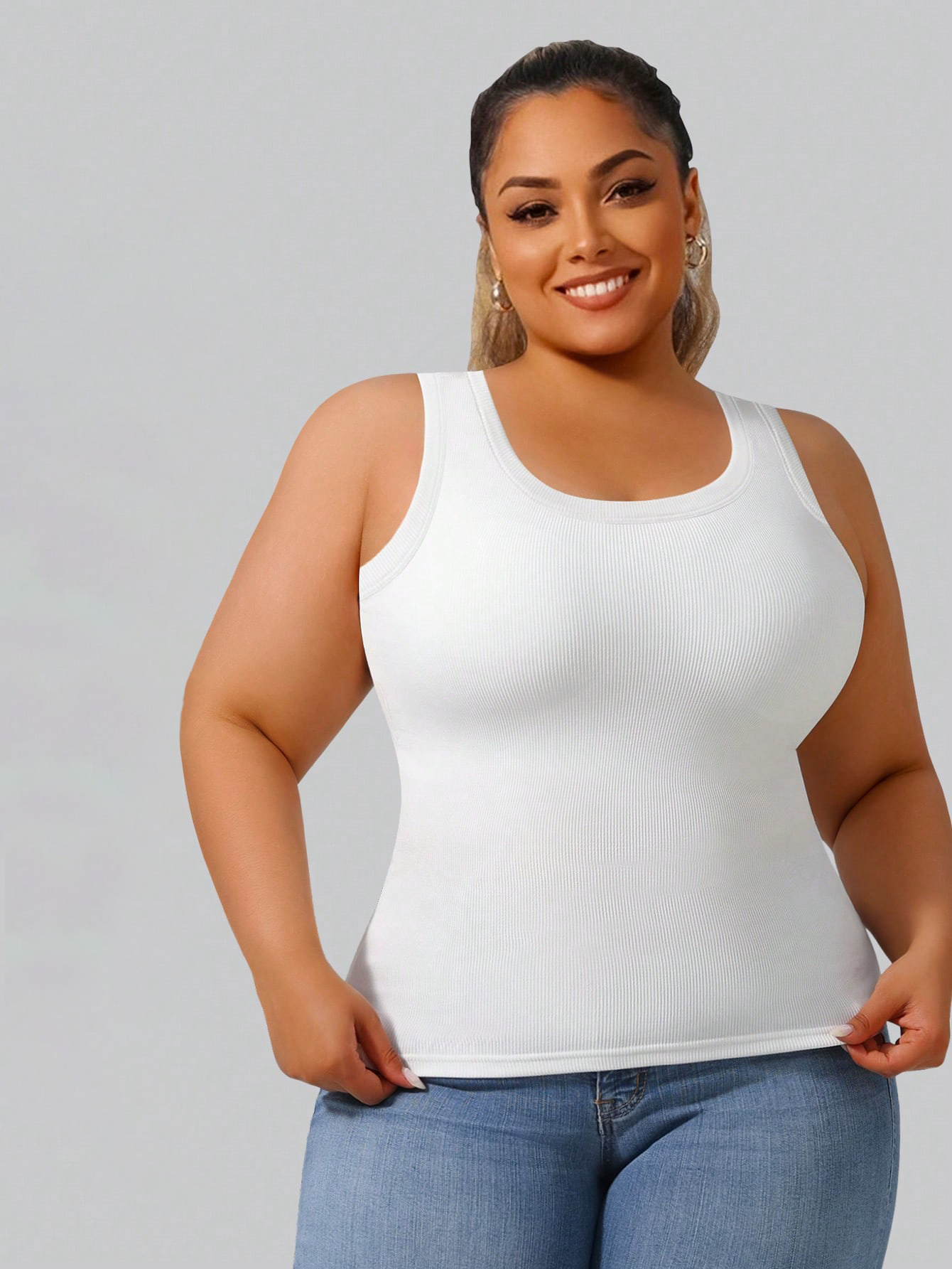 Tank Top Ribbed - Женская майка больших размеров из рубчатой