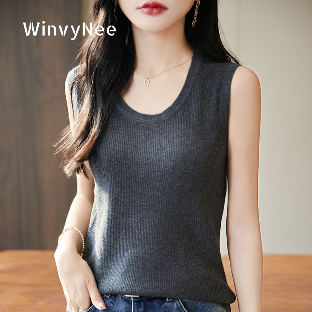 Tank Top Ribbed - Женские топы WinvyNee с глубоким вырезом