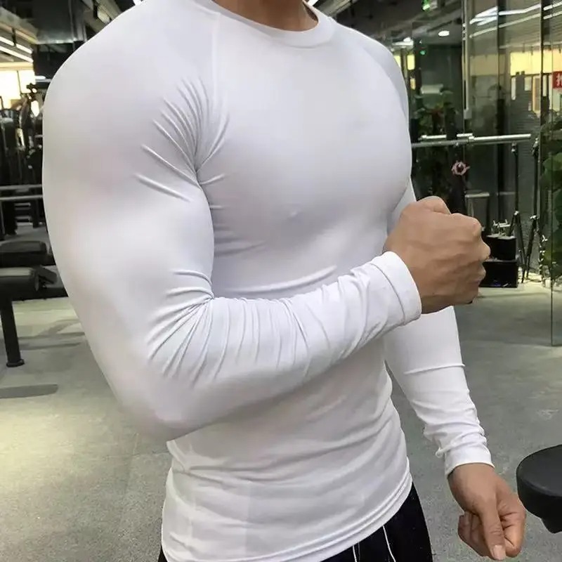 T Shirt Tight Fit - Мужская спортивная футболка с длинным рукавом,