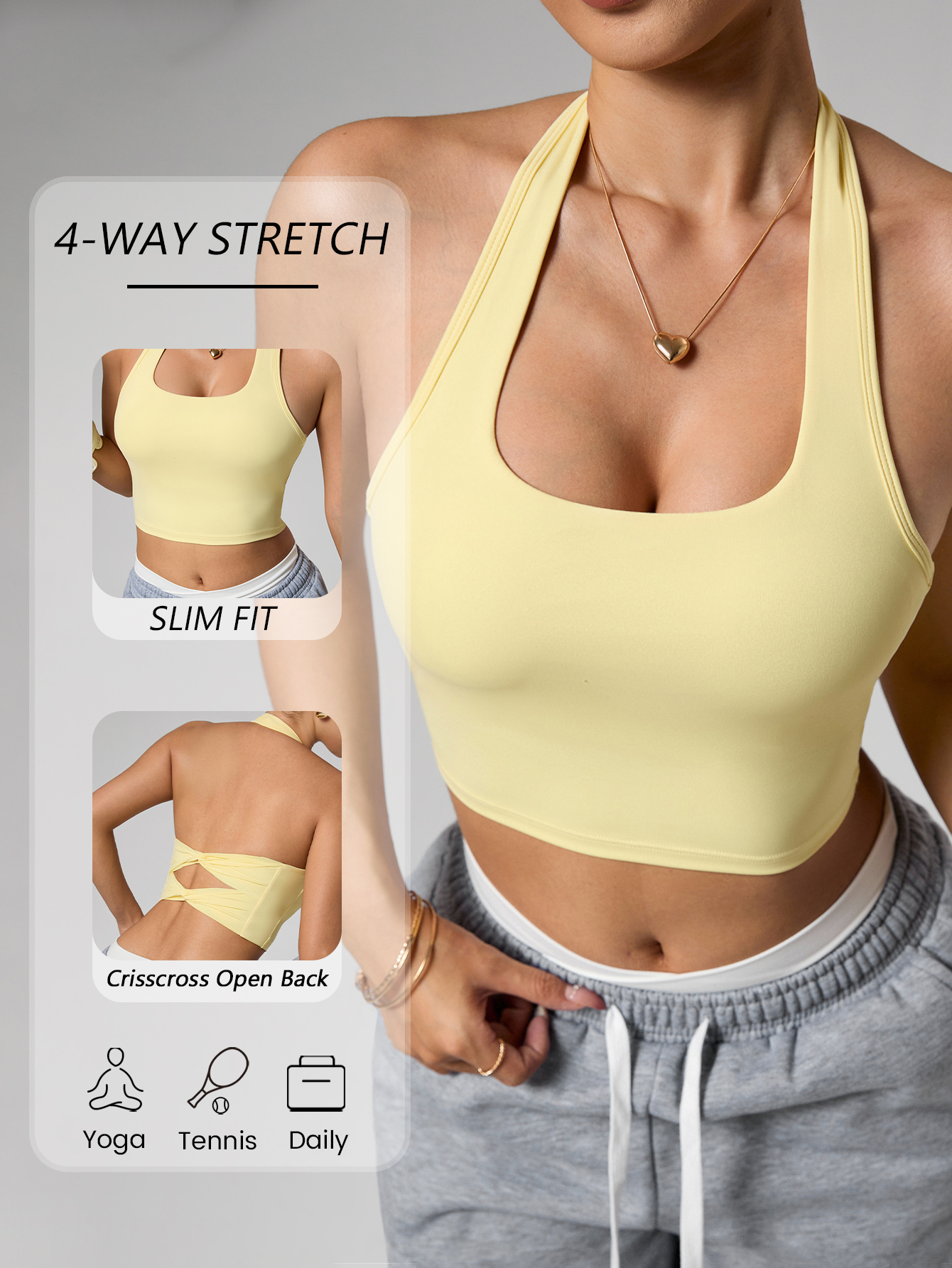 Женский топ для йоги с двойным – обзор и цена Suspender Tank Top