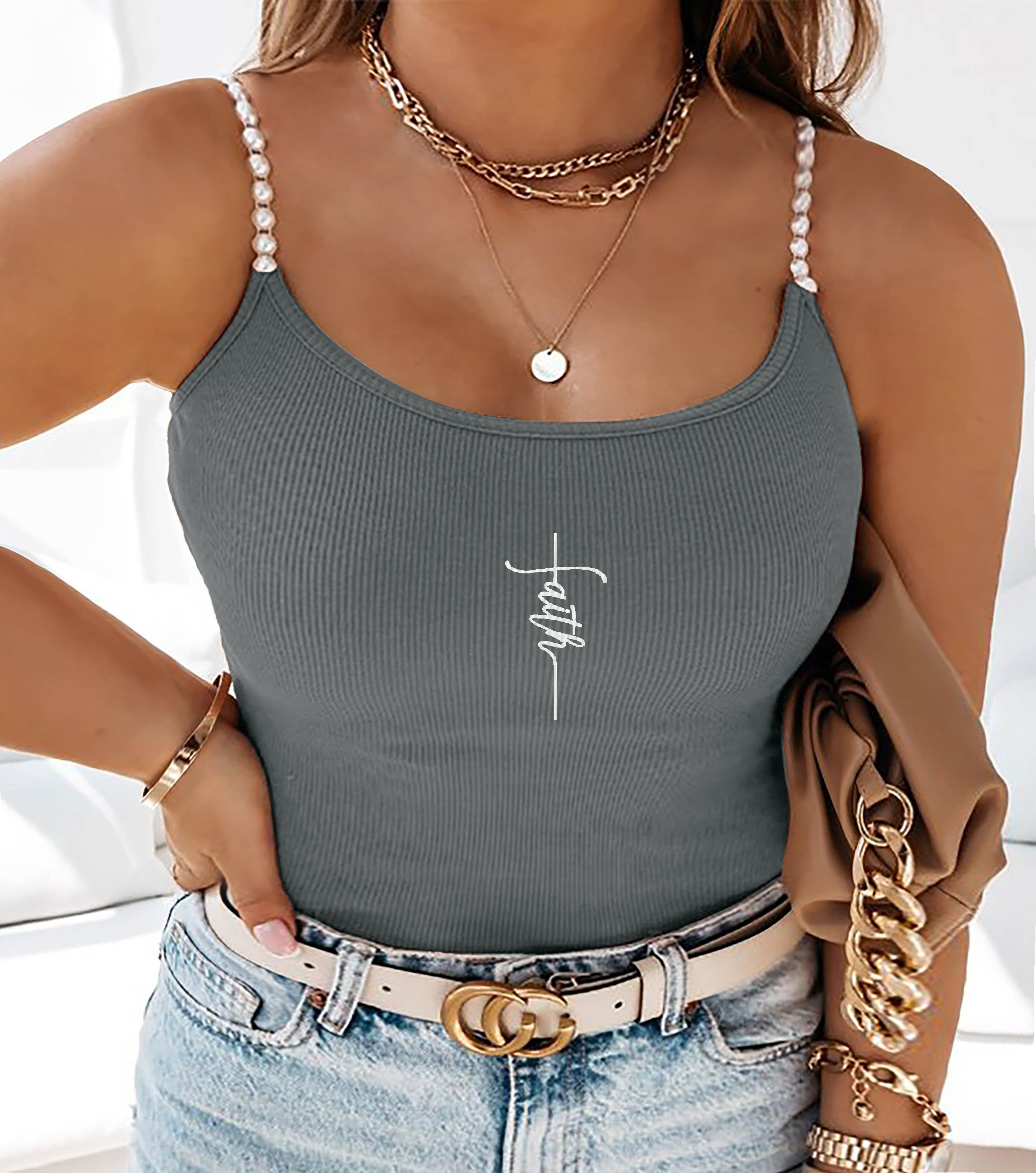 Серый укороченный топ-камизоль – обзор и цена Tank Top Ribbed